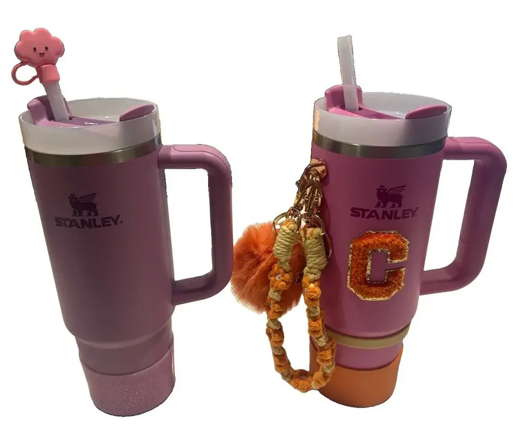Stanley Quencher H2.0 40oz Purple Pink Tumbler w/ Handle Lot Of 2